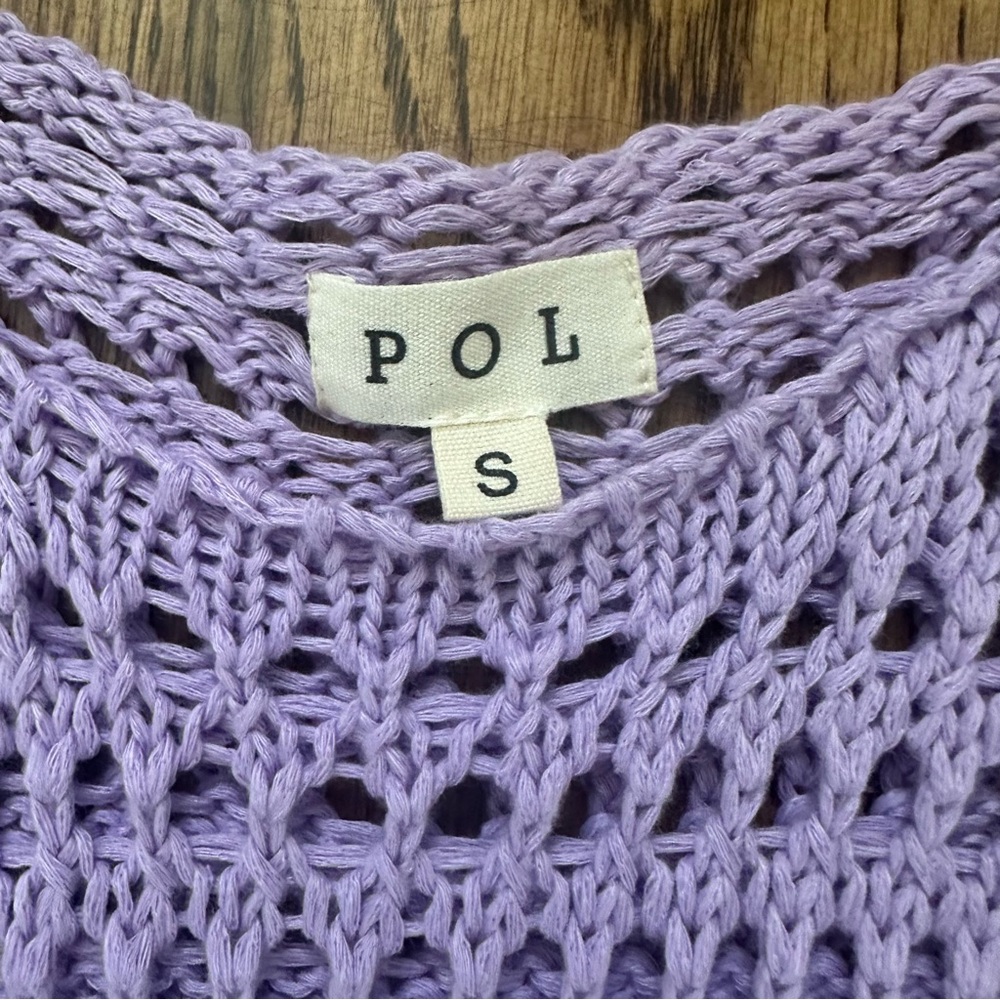 NWOT POL Lavender Crochet Mini Dress with 3D Flower – Size Small - Picture 5 of 7